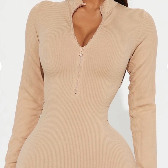 Fashion Nova Pants - Fashion Nova Tan Seamless Jumpsuit